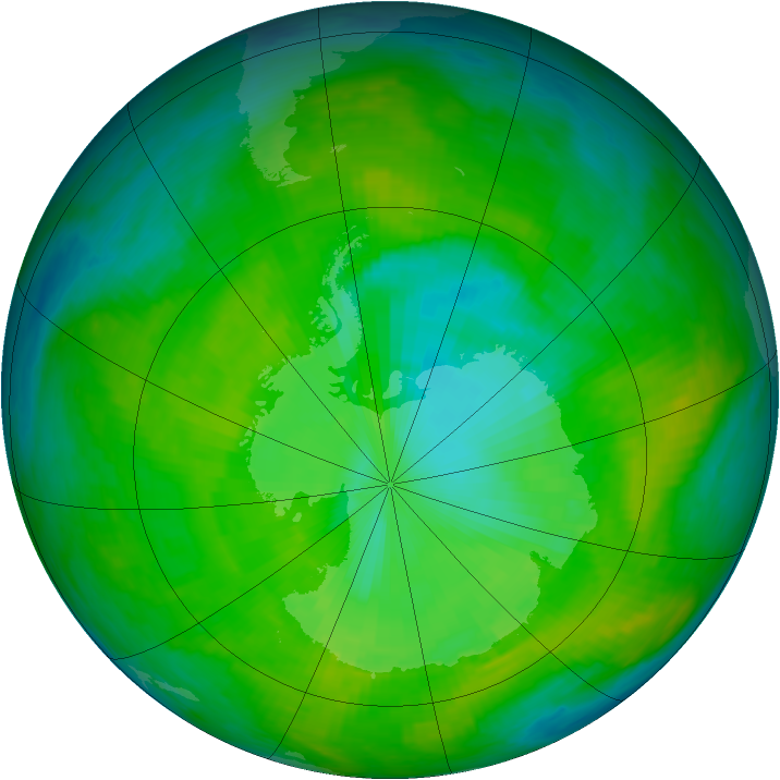Antarctic ozone map for 16 December 1986